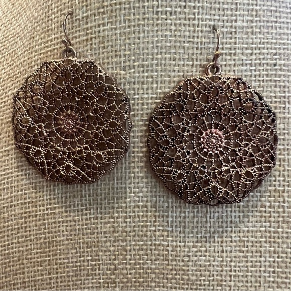 Copper Colored Filigree Earrings for Pierced Ears - Picture 5 of 7